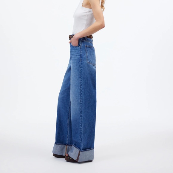 Madewell Super Wide Leg cuffed jeans size 25 - Picture 2 of 6